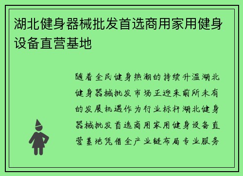 湖北健身器械批发首选商用家用健身设备直营基地