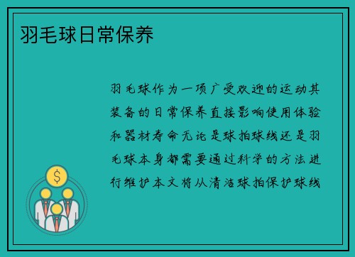 羽毛球日常保养