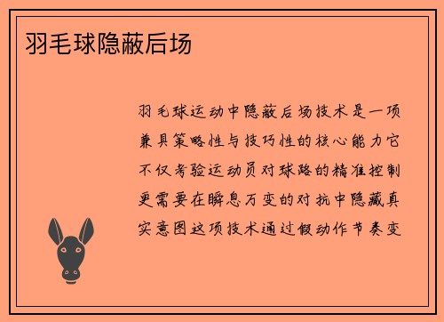 羽毛球隐蔽后场